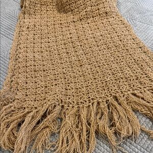 Chic Tan Knit Scarf with Fringe